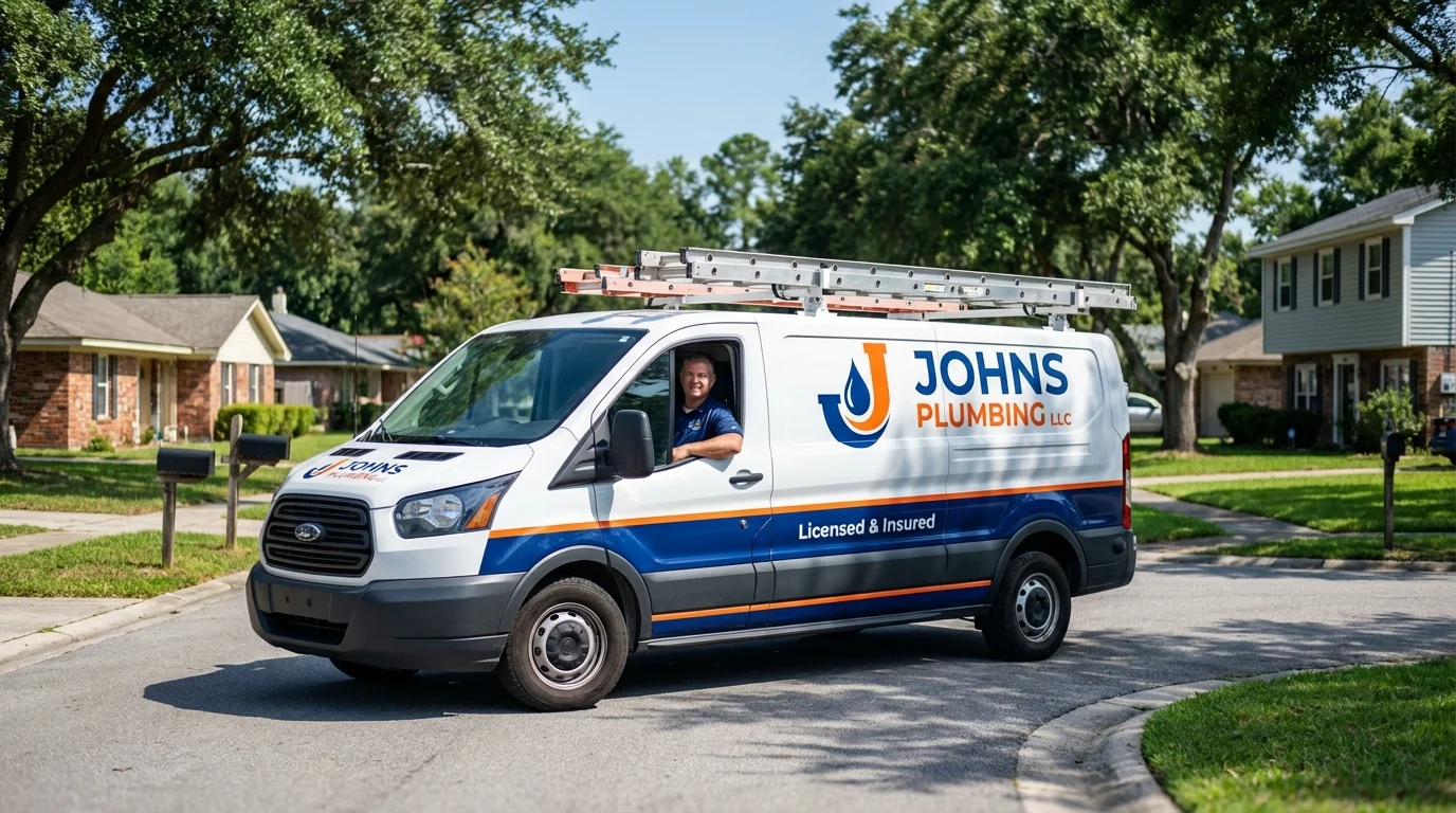 Johns Plumbing LLC service van in Horse Shoe, NC