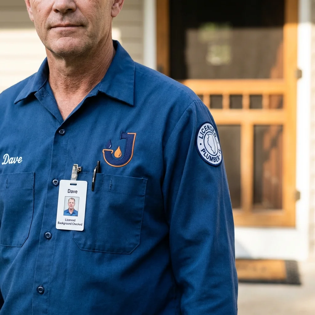 Licensed plumber showing ID badge in Horse Shoe, NC