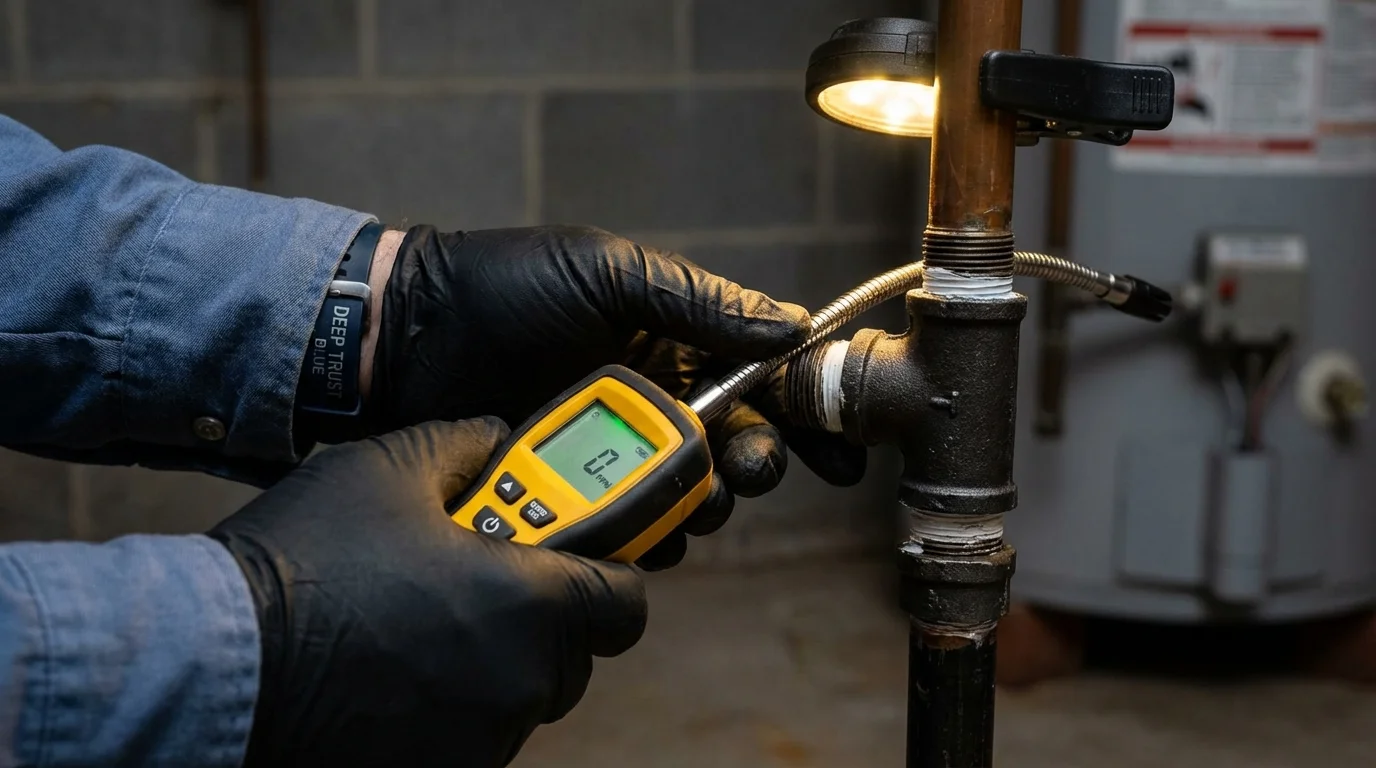 Gas leak detection with electronic sniffer by Johns Plumbing LLC in Horse Shoe