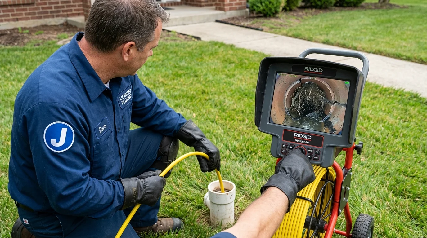 Sewer camera inspection being performed by Johns Plumbing LLC in Horse Shoe